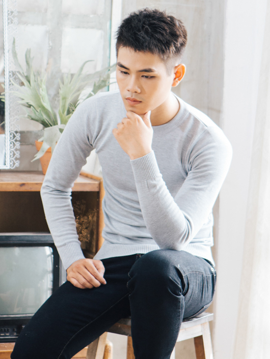 Áo Len Cổ Tròn Hàn Quốc Xám AL82