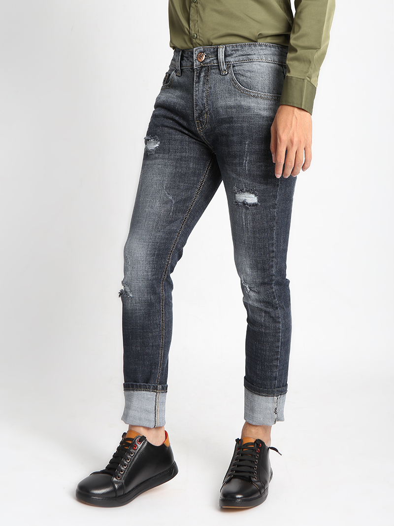 Quần Jeans Skinny Rách Xanh Đen QJ1528
