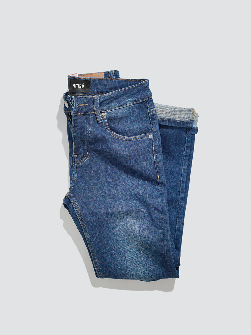Quần Jeans Rách Gối Form Slimfit QJ016 Màu Xanh