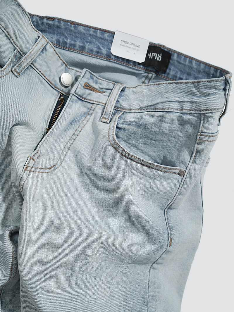 Quần Jeans Xước Form Slimfit QJ012 Màu Bạc