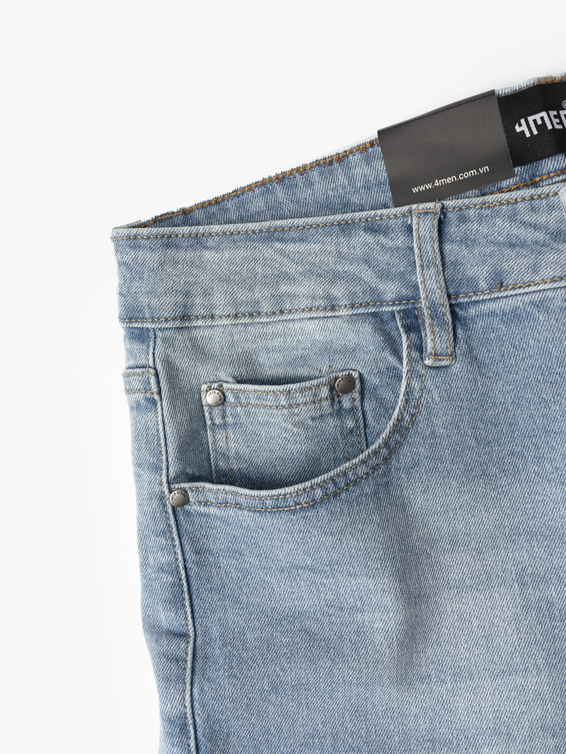 Quần Jeans Xanh Nhạt Rách Form Slimfit QJ064