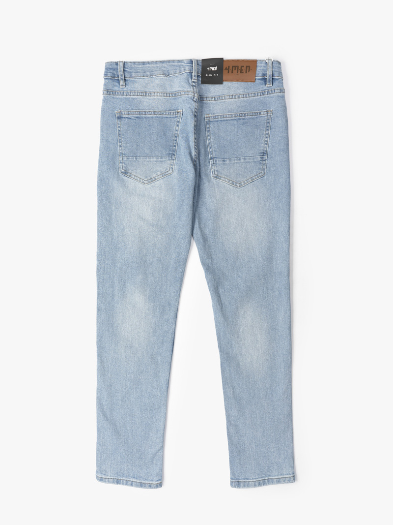 Quần Jeans Xanh Nhạt Rách Form Slimfit QJ064