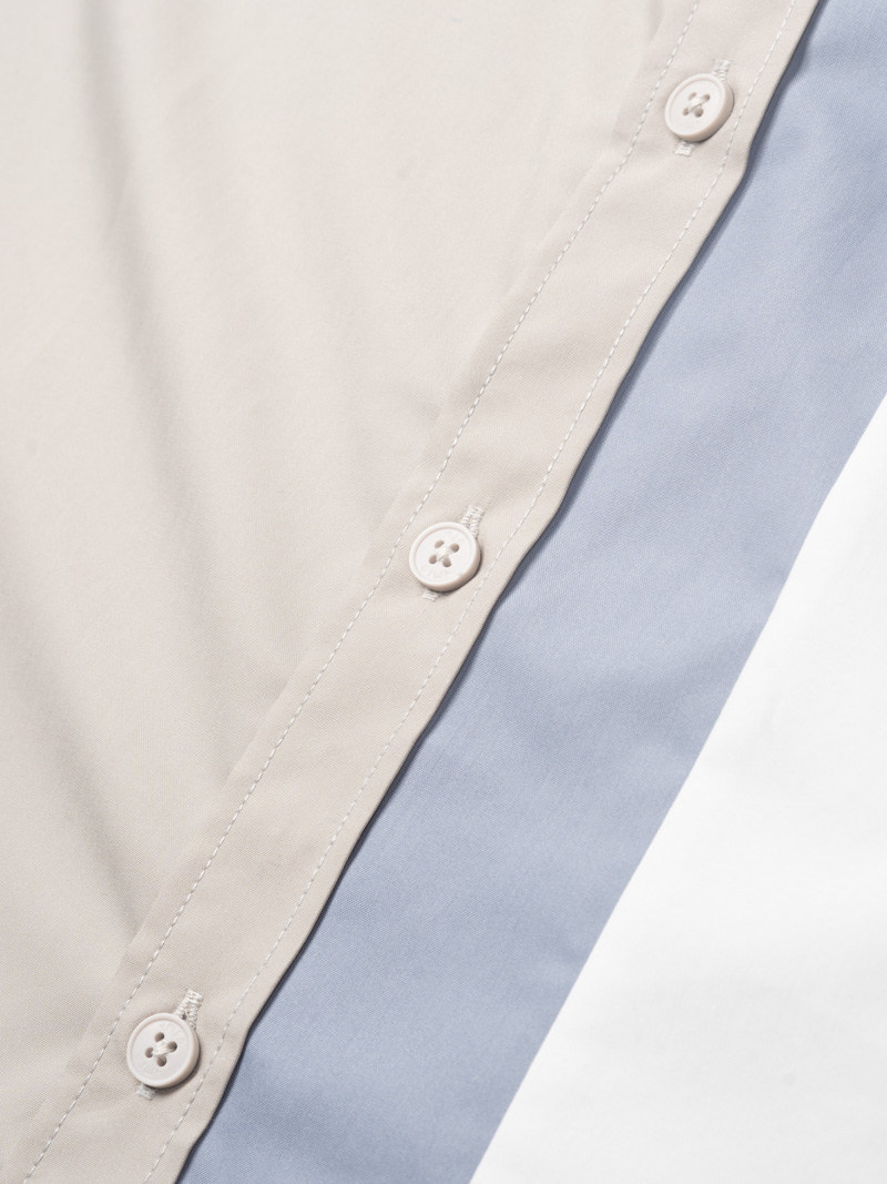 Áo Sơ Mi Slimfit Phối Hai Sọc SM127 Màu Be