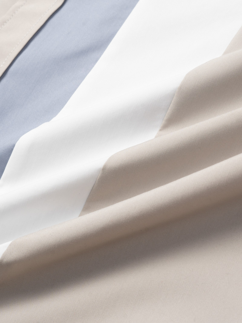 Áo Sơ Mi Slimfit Phối Hai Sọc SM127 Màu Be