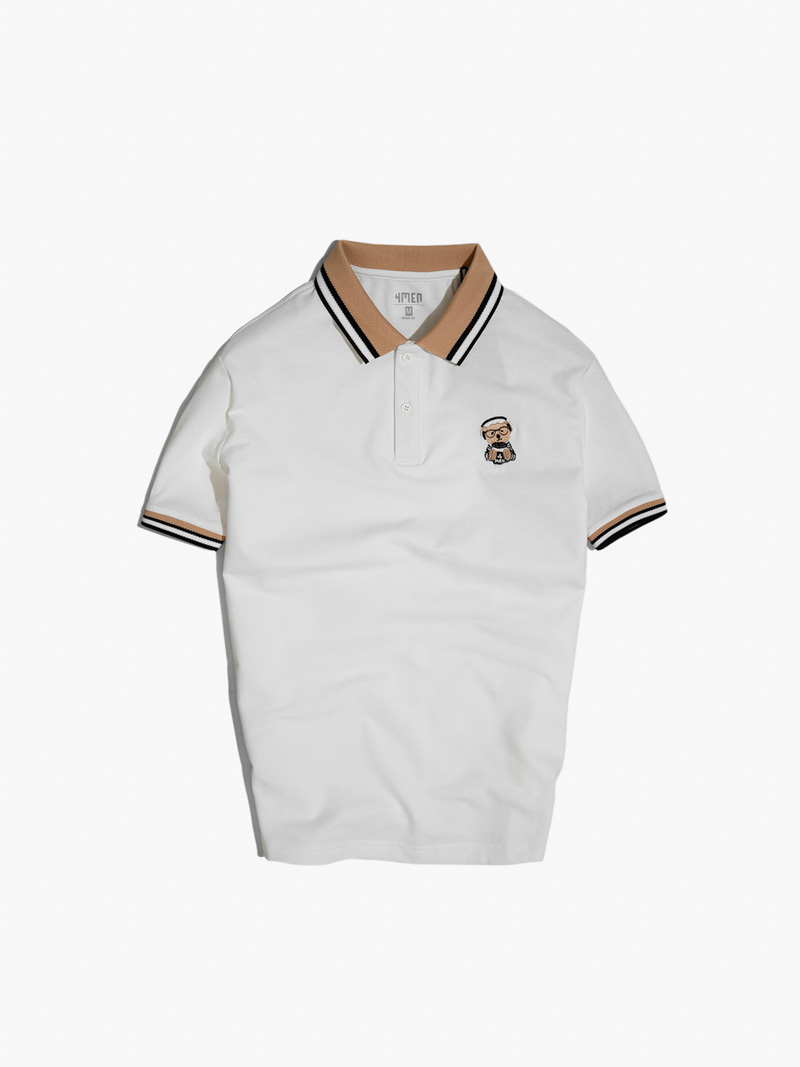 Áo Polo Bo Sọc Thêu Gấu PO048