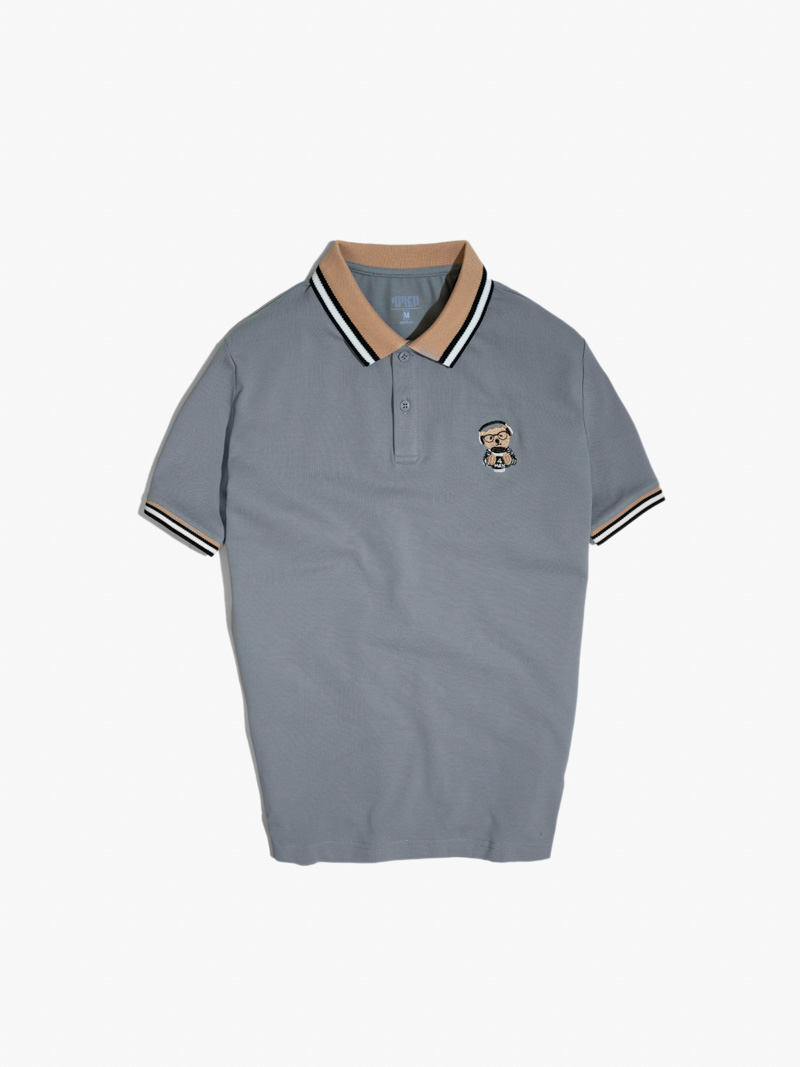 Áo Polo Bo Sọc Thêu Gấu PO048