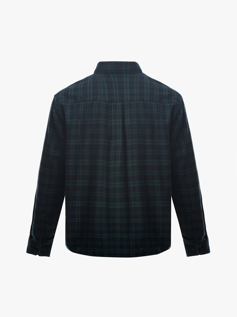 Áo Overshirt Vải Caro Flannel Thêu Heritage Form Loose SM166 Caro Xanh Lá