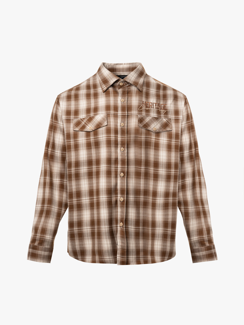 Áo Overshirt Vải Caro Flannel Thêu Heritage Form Loose SM167