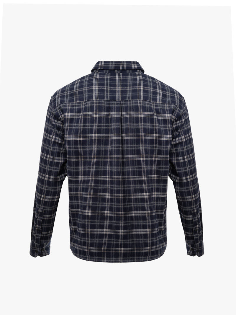 Áo Overshirt Vải Caro Flannel Thêu Heritage Form Loose SM166 Caro Xanh Đen