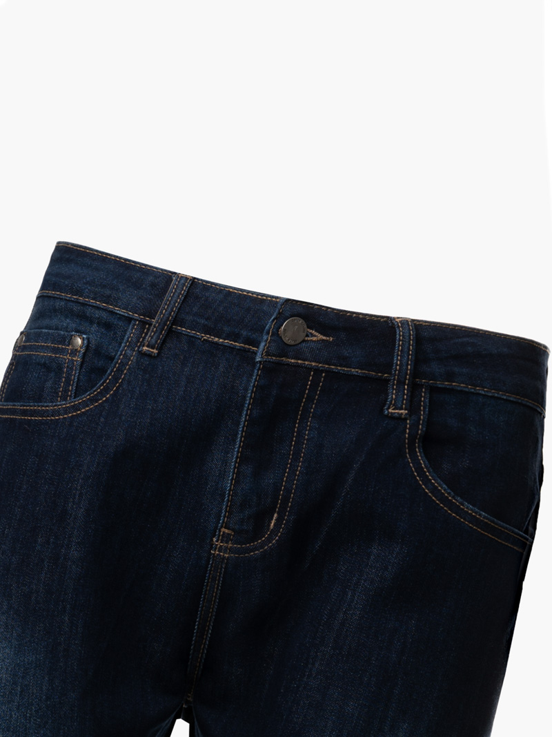 Quần Jeans Wash Bạc Có Râu Mèo Thêu 4M Form Regular QJ106 Màu Xanh Đen