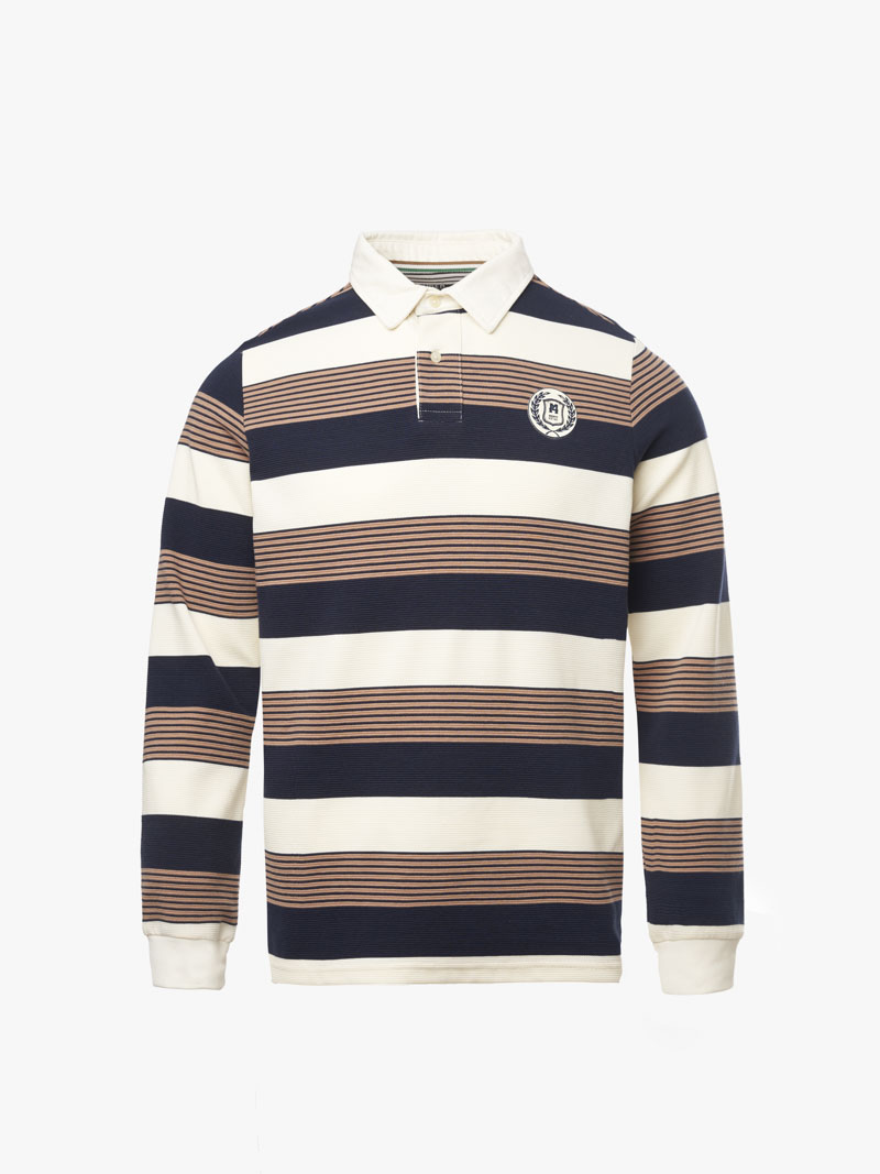 Áo Rugby Shirt Sọc Ngang In Logo Preppy Heritage Ở Ngực Form Regular PO150 Sọc Xanh Đen