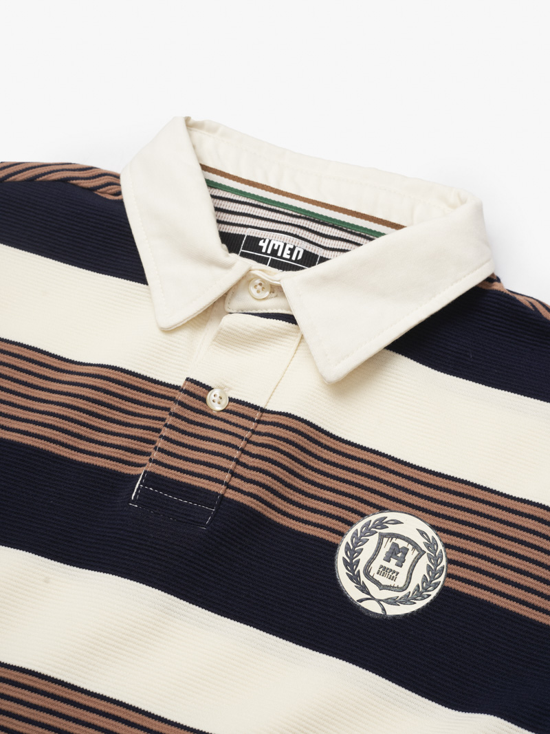 Áo Rugby Shirt Sọc Ngang In Logo Preppy Heritage Ở Ngực Form Regular PO150 Sọc Xanh Đen
