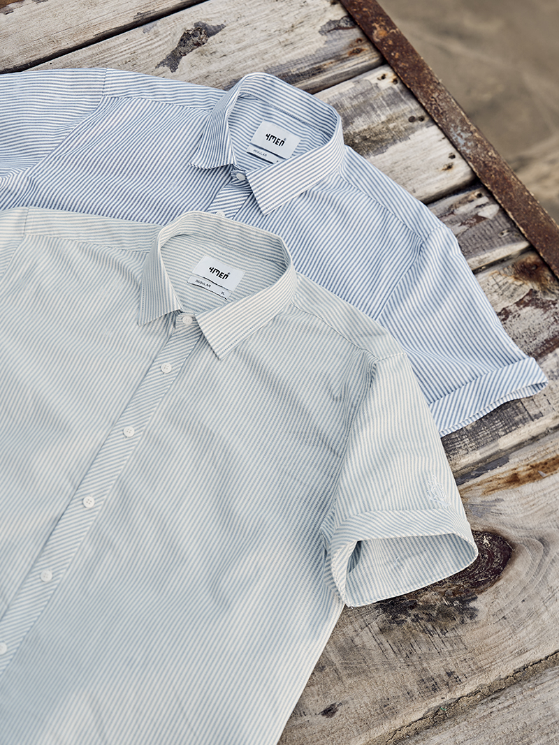 Áo Sơ Mi Oxford Thêu Hình Mỏ Neo 4M Form Regular SM185 Sọc Xanh