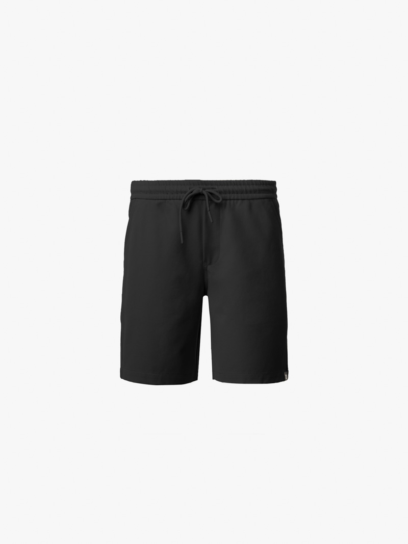 Quần Short Kaki Lưng Thun Gắn Nhãn Trang Trí Form Straight QS067 Màu Đen