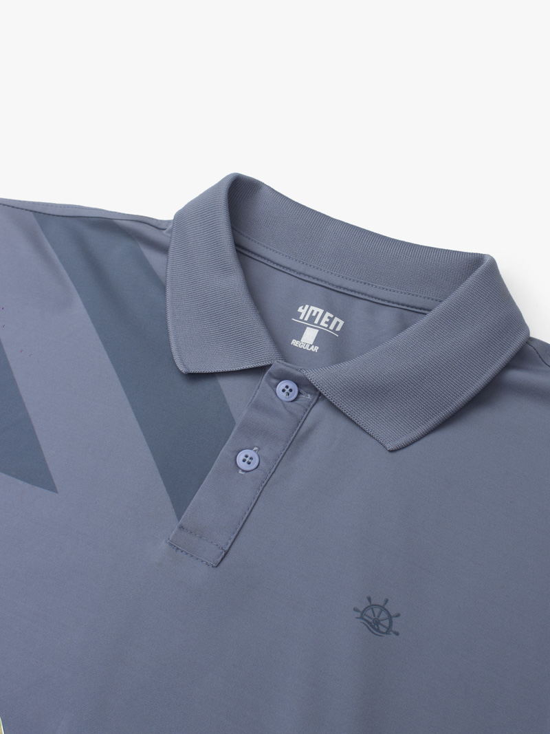 Áo Polo Rayon In Logo Bánh Lái Form Regular PO165 Màu Xanh Đá
