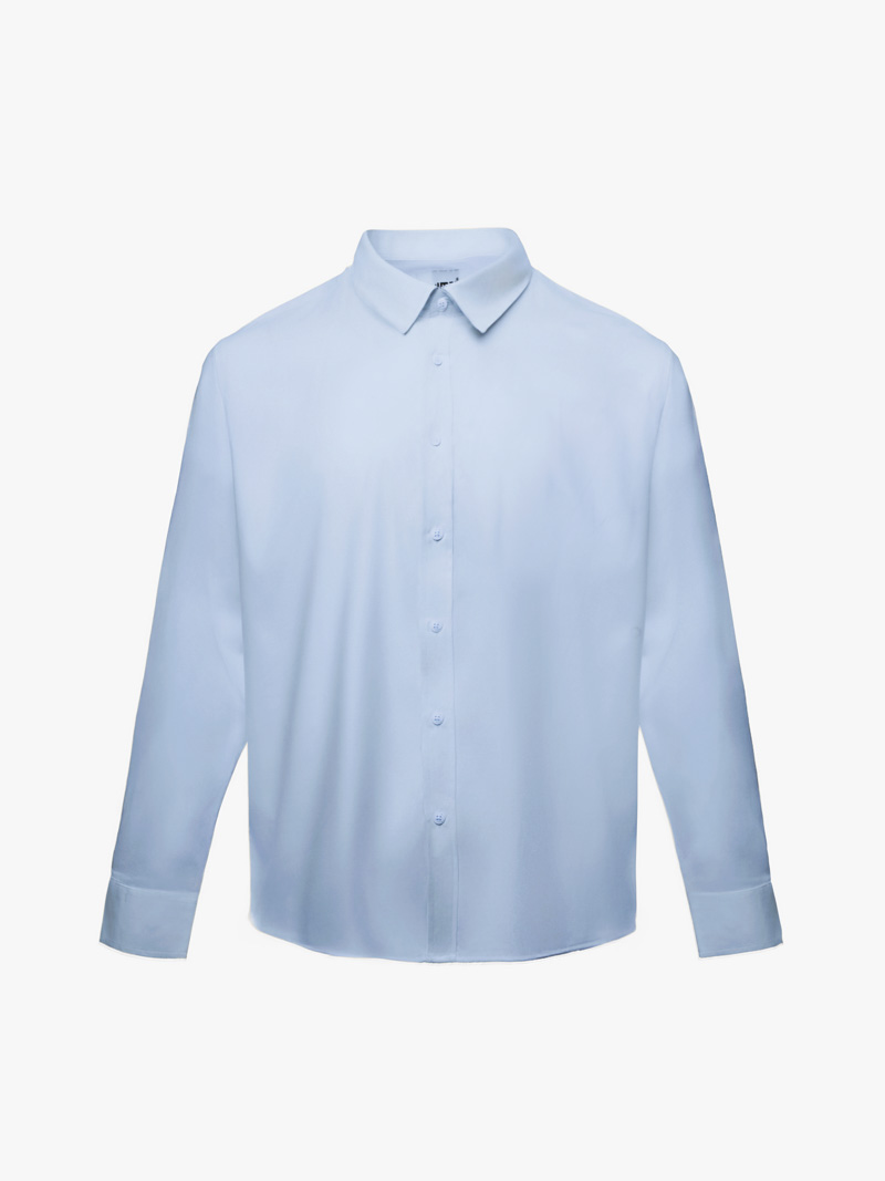 Áo Sơ Mi Trơn Tay Dài Form Regular SM088 Màu Xanh Biển