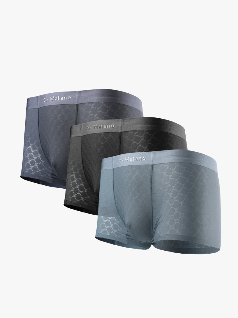 Quần Boxer Lụa Băng Thông Hơi Hoạ Tiết QL069 Màu Xám Đậm