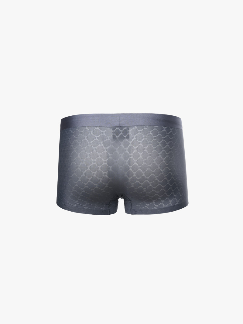 Quần Boxer Lụa Băng Thông Hơi Hoạ Tiết QL069 Màu Xám Đậm