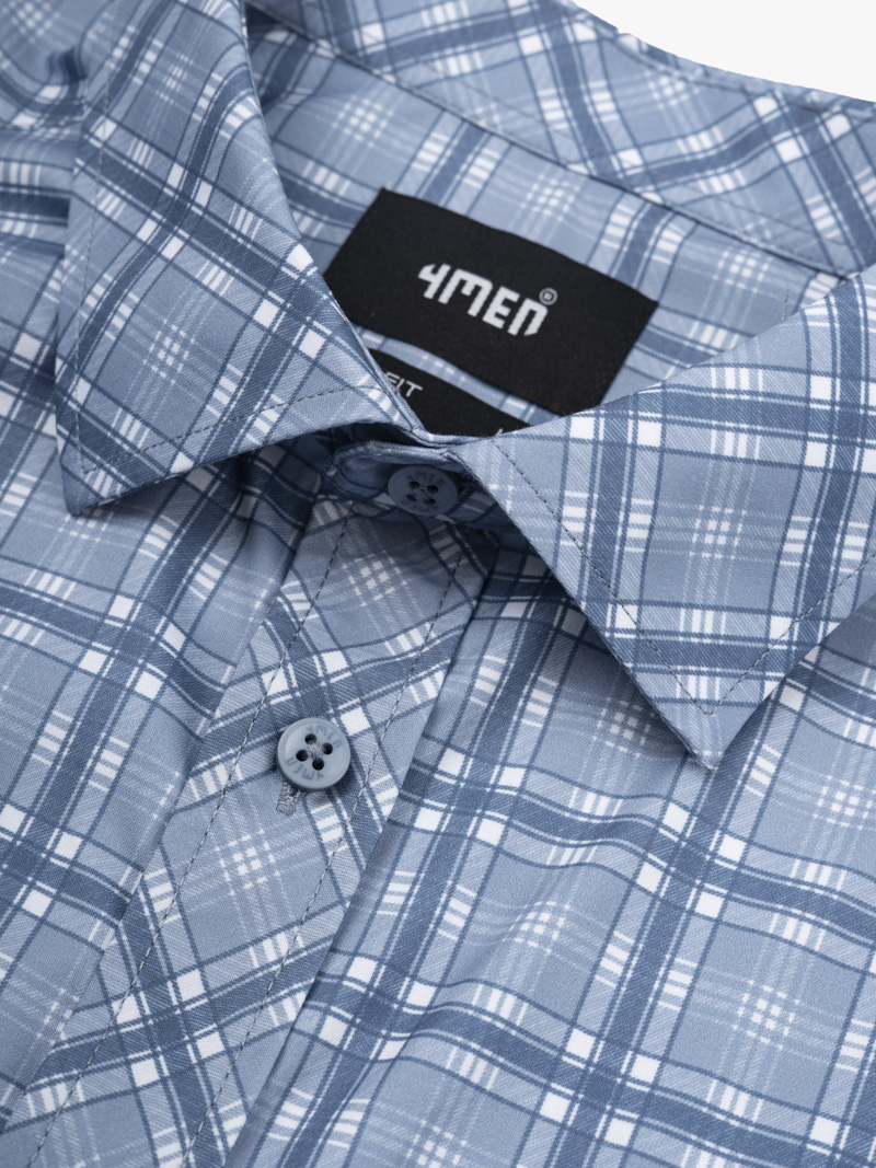 Áo Sơ Mi Caro Cool-X Form Slimfit SM192 Caro Xanh Biển