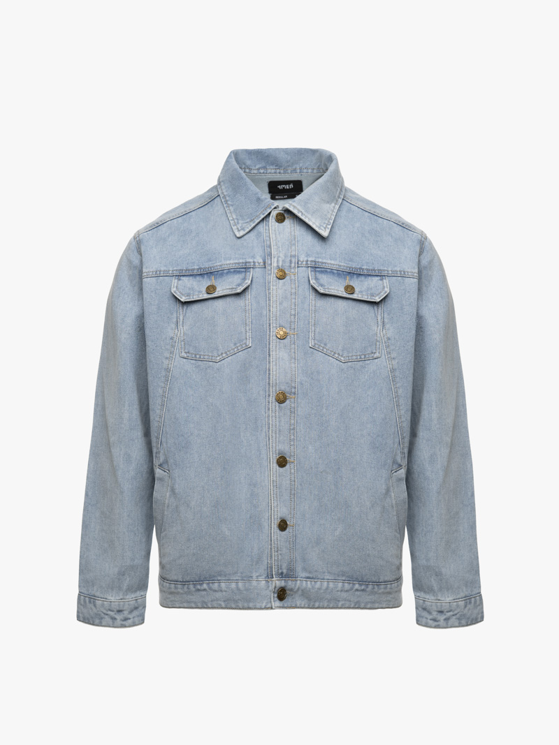 Áo Khoác Jean Trơn Túi Hộp 2 Bên Form Regular AK077 Màu Xanh Biển Nhạt