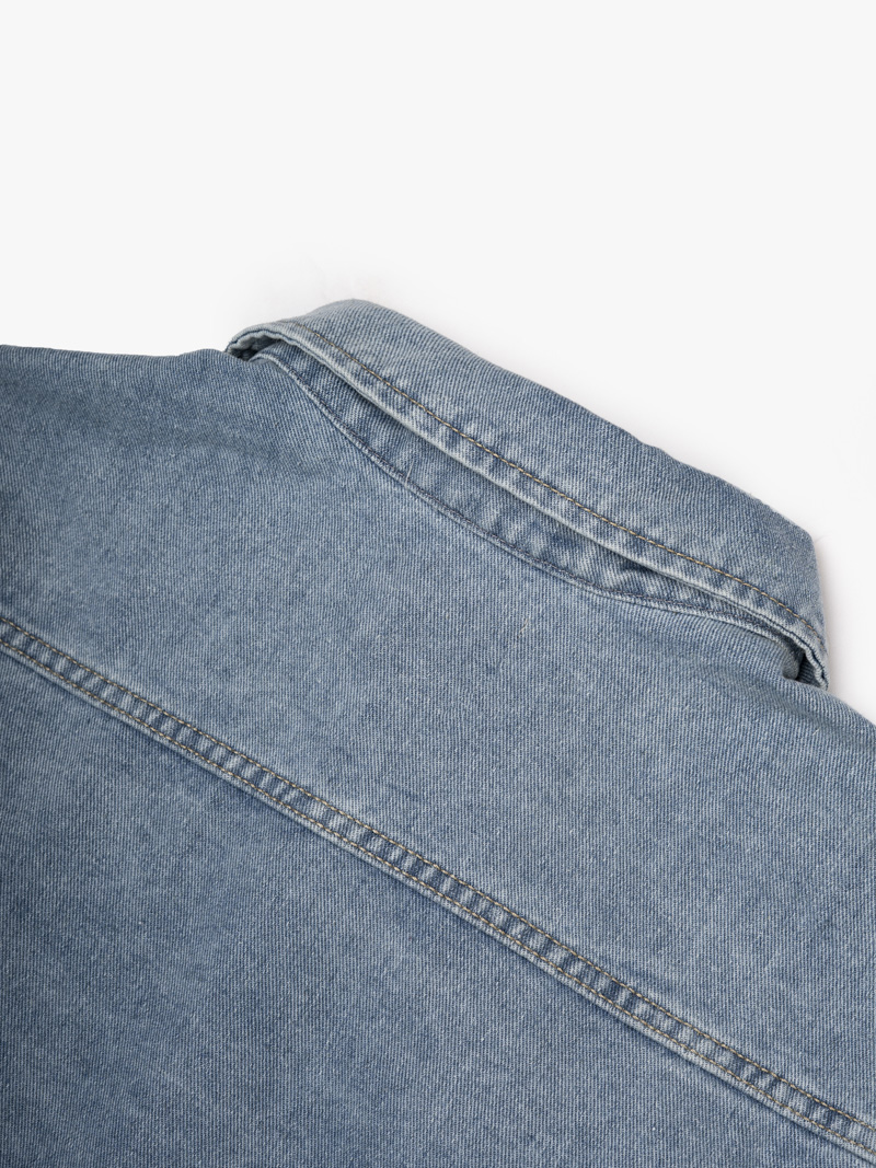 Áo Khoác Jean Trơn Túi Hộp 2 Bên Form Regular AK077 Màu Xanh Biển Nhạt