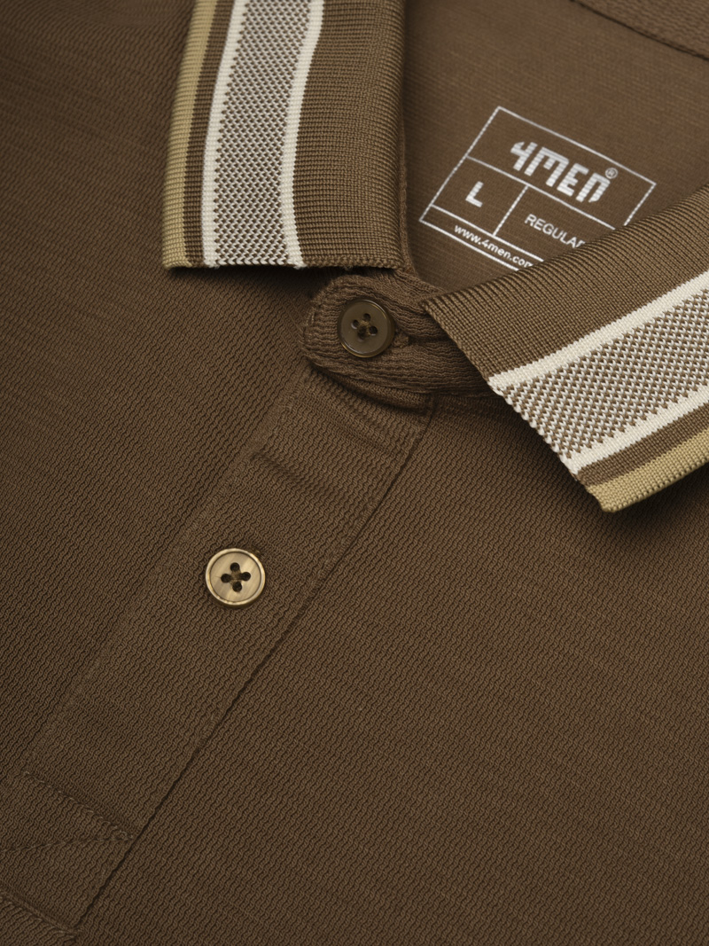 Áo Polo Cổ Phối Màu Form Regular PO172 Màu Nâu
