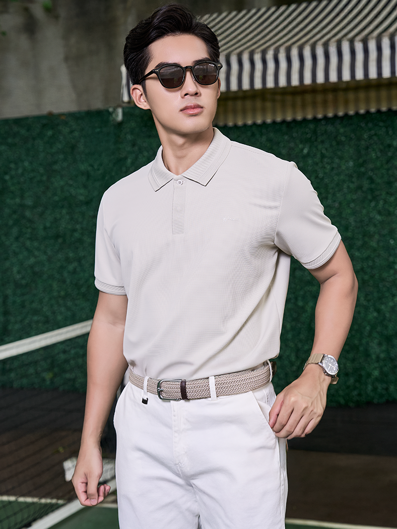 Áo Polo Cool-X Thêu Logo Tròn 4M Form Regular PO167 Màu Be