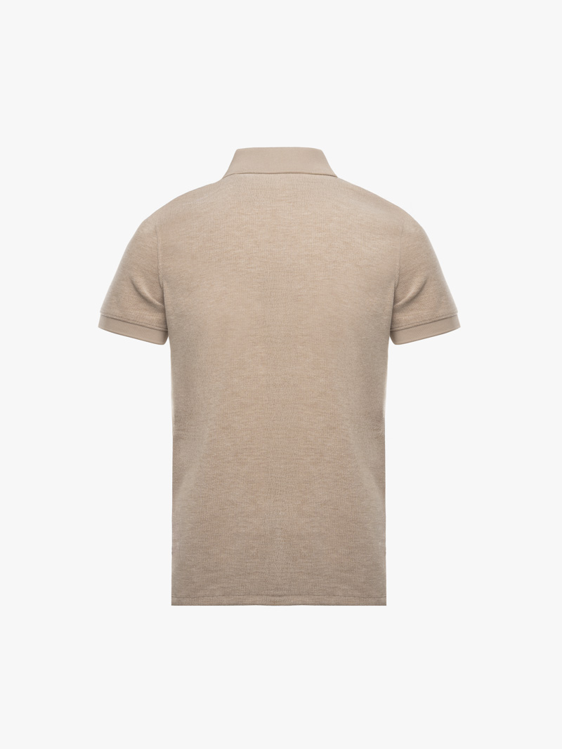 Áo Polo Dệt Kim Dây Kéo Form Slimfit PO174 Màu Nâu Nhạt