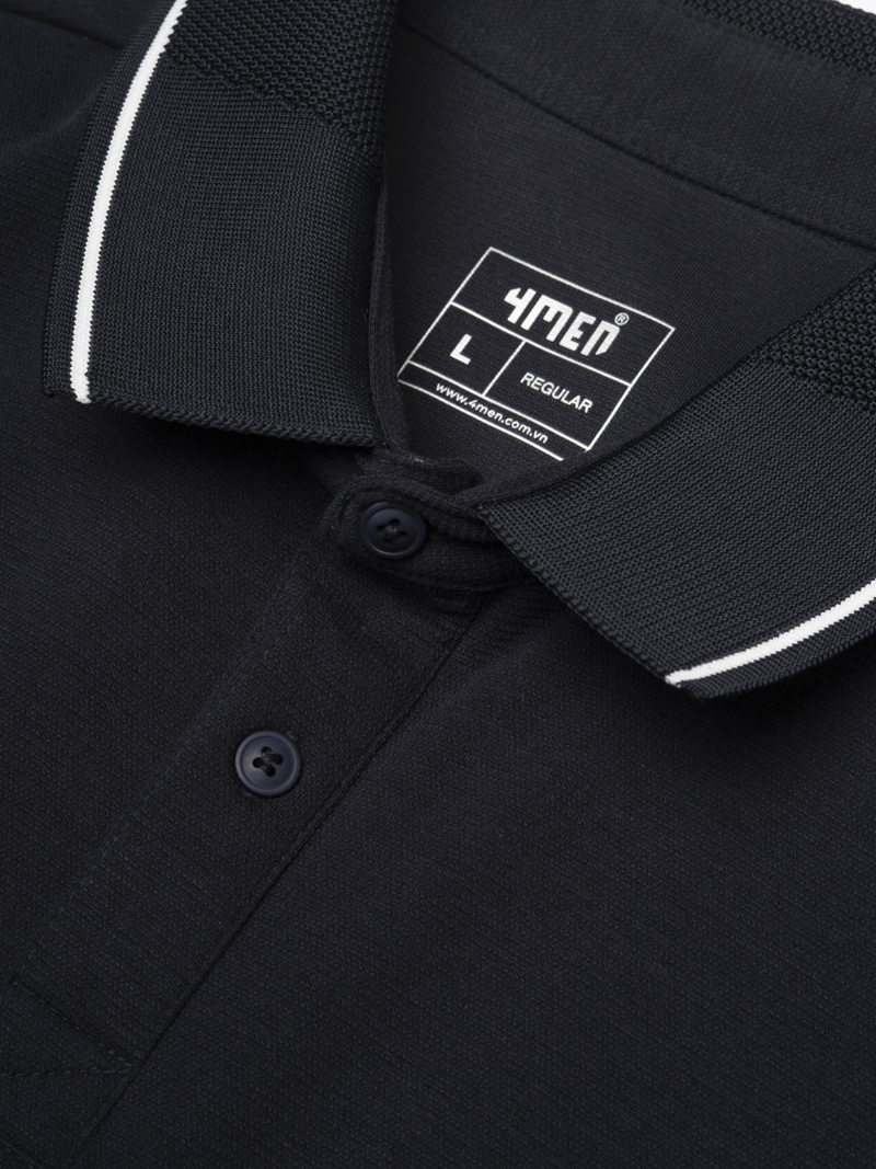 Áo Polo Phối Bo Cổ Dệt Mè Form Regular PO173 Màu Xanh Đen