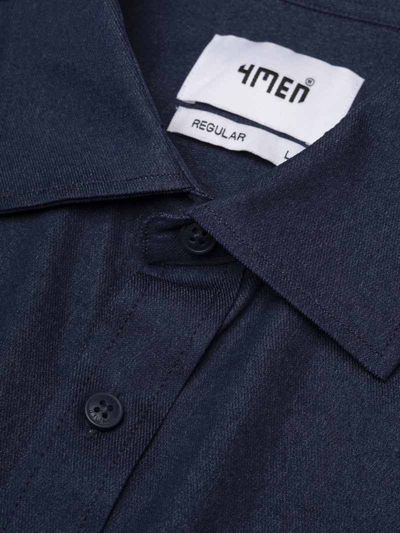 Áo Sơ Mi Denim Thêu Just Breath Form Regular SM196 Màu Xanh Biển Đậm