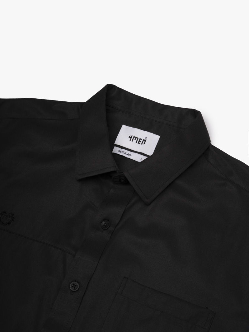 Áo Sơ Mi Tay Ngắn Thêu Logo M Form Regular SM197 Màu Đen