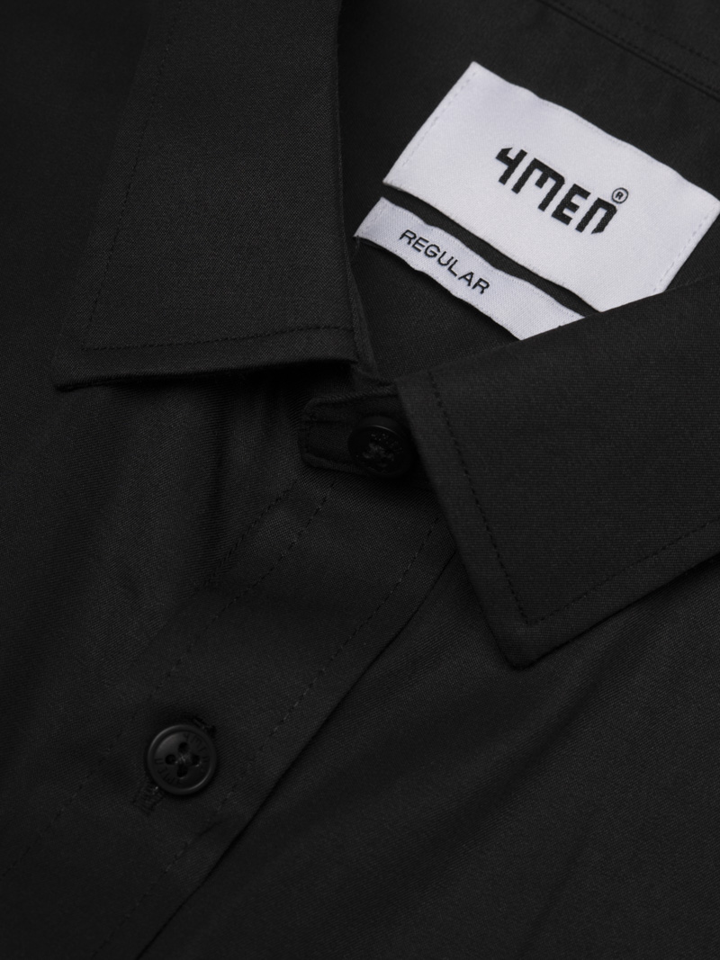 Áo Sơ Mi Tay Ngắn Thêu Logo M Form Regular SM197 Màu Đen