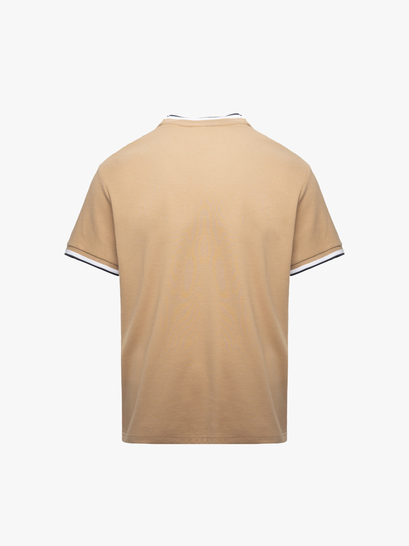 Áo Thun Cổ Tròn Phối Bo Form Regular AT180 Màu Nâu Nhạt