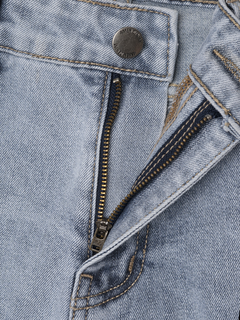 Quần Jean Xanh Thêu Logo 4M Form Slim QJ118