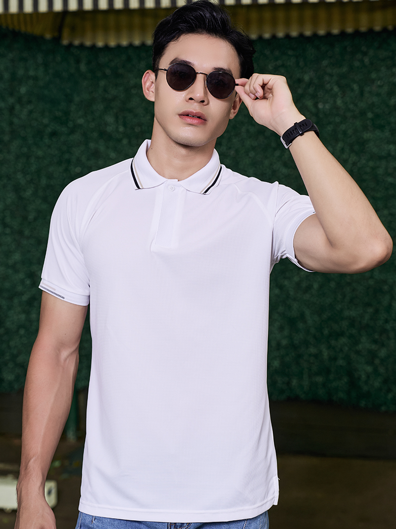 Áo Polo Cool-X Trơn Form Slimfit PO166 Màu Trắng