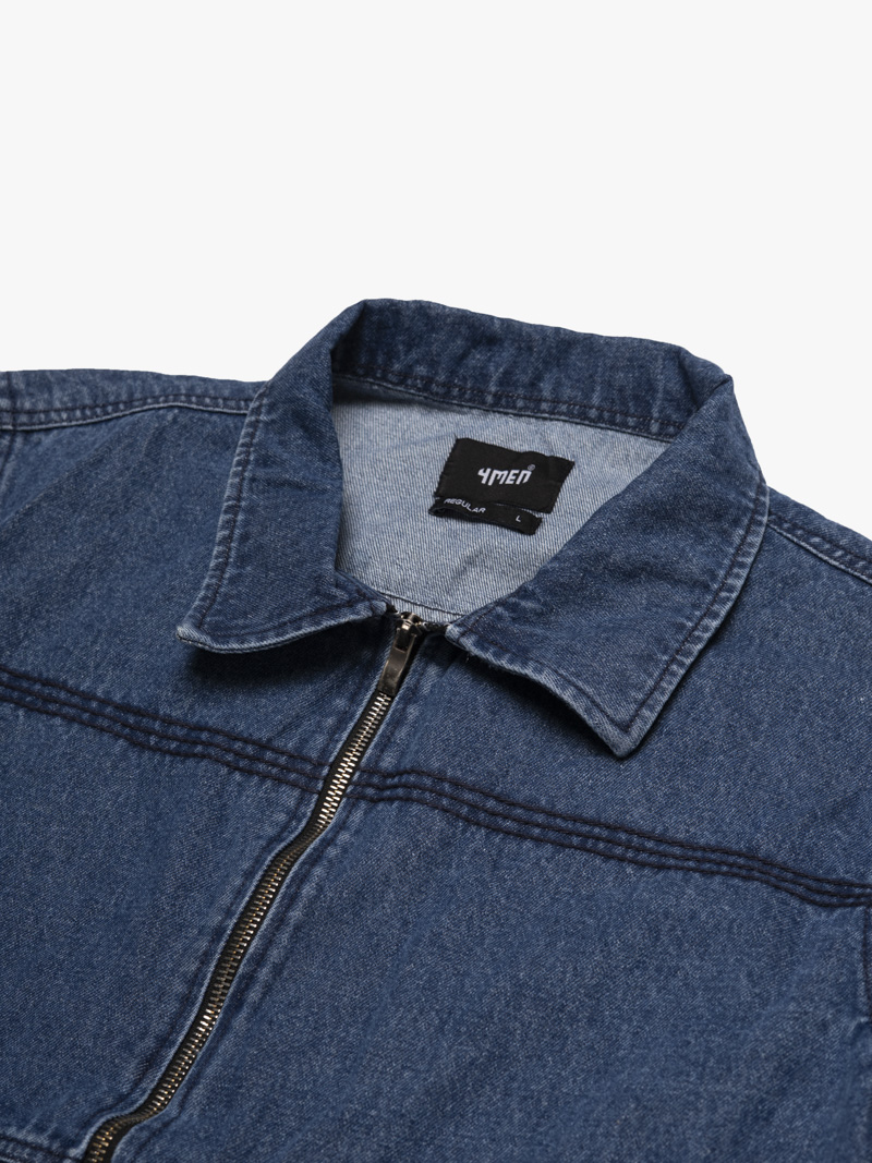 Áo Khoác Jean Trơn Dây Kéo Form Regular AK076 Màu Xanh
