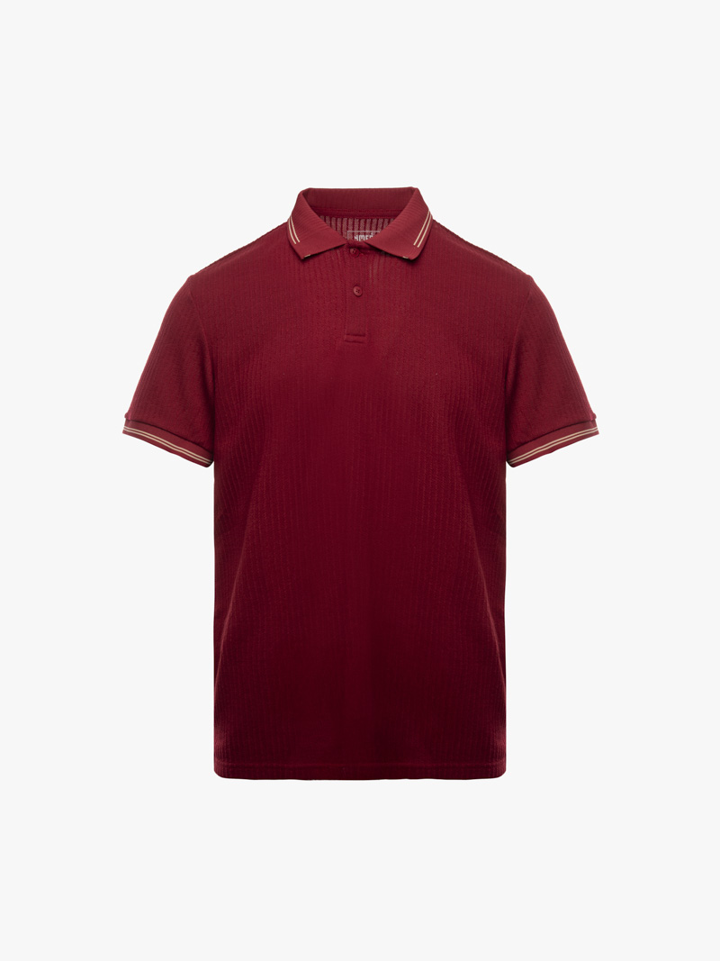Áo Polo Dệt Kim Gân Nổi Form Regular PO176 Màu Đỏ Đô