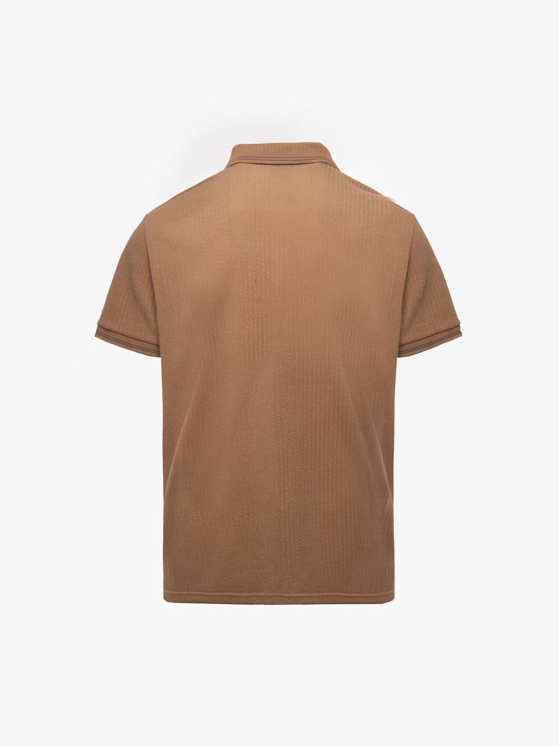 Áo Polo Dệt Kim Gân Nổi Form Regular PO176 Màu Nâu Nhạt
