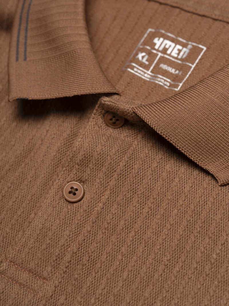 Áo Polo Dệt Kim Gân Nổi Form Regular PO176 Màu Nâu Nhạt