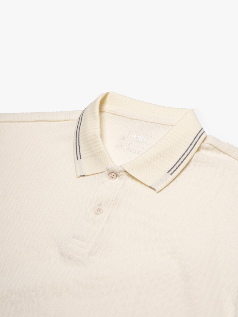 Áo Polo Dệt Kim Gân Nổi Form Regular PO176 Màu Trắng