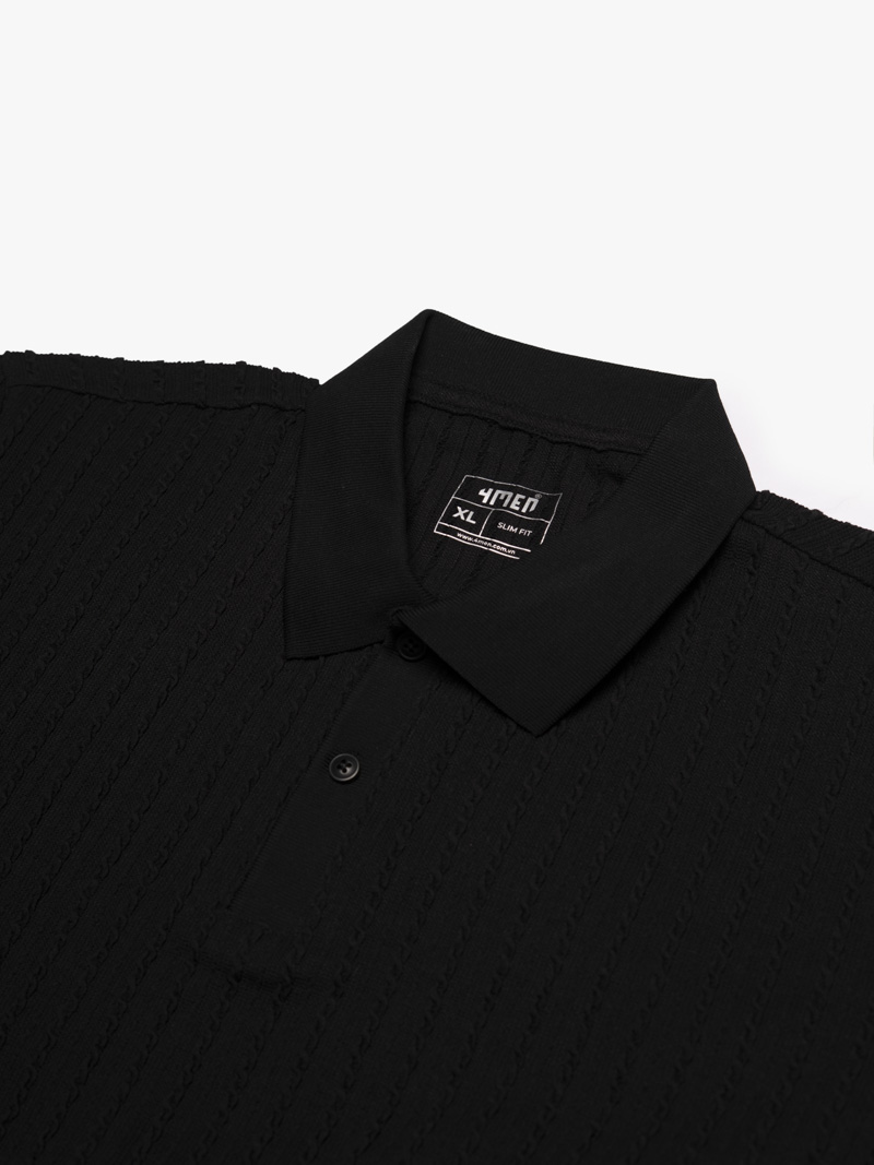 Áo Polo Dệt Kim Vặn Thừng Form Slimfit PO177 Màu Đen