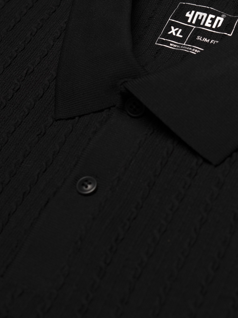 Áo Polo Dệt Kim Vặn Thừng Form Slimfit PO177 Màu Đen