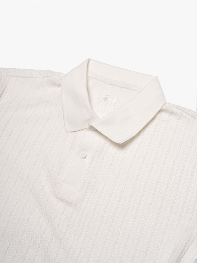 Áo Polo Dệt Kim Vặn Thừng Form Slimfit PO177 Màu Trắng