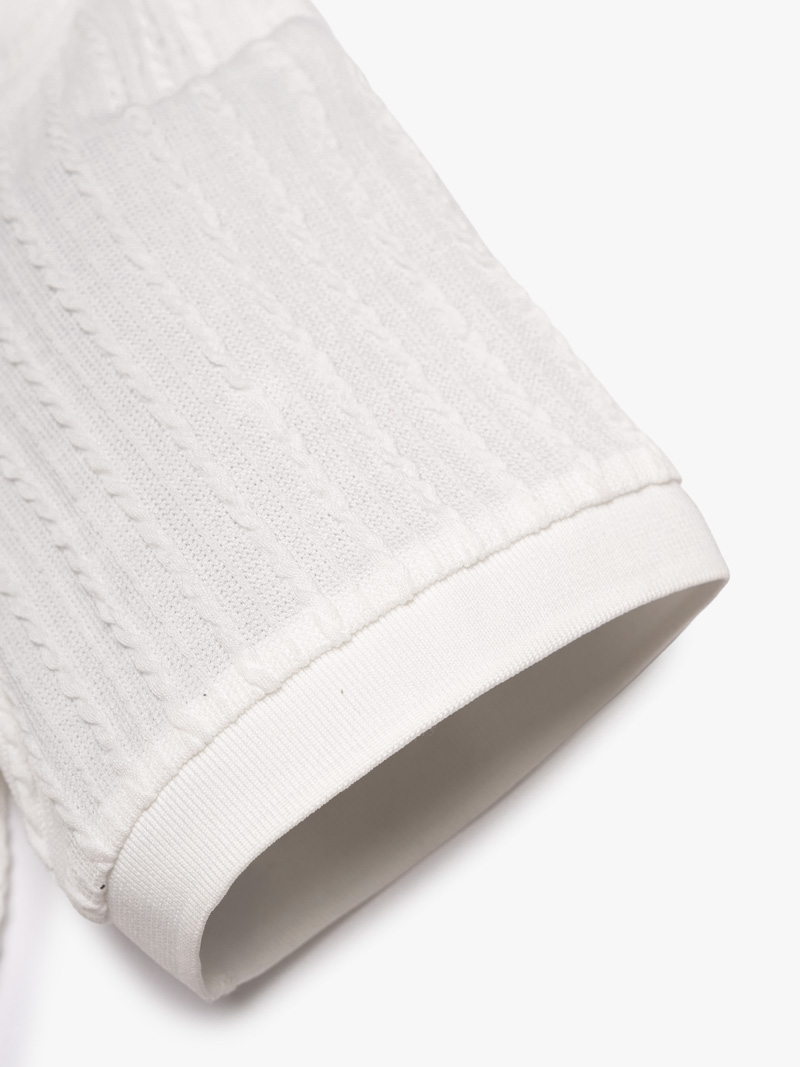 Áo Polo Dệt Kim Vặn Thừng Form Slimfit PO177 Màu Trắng