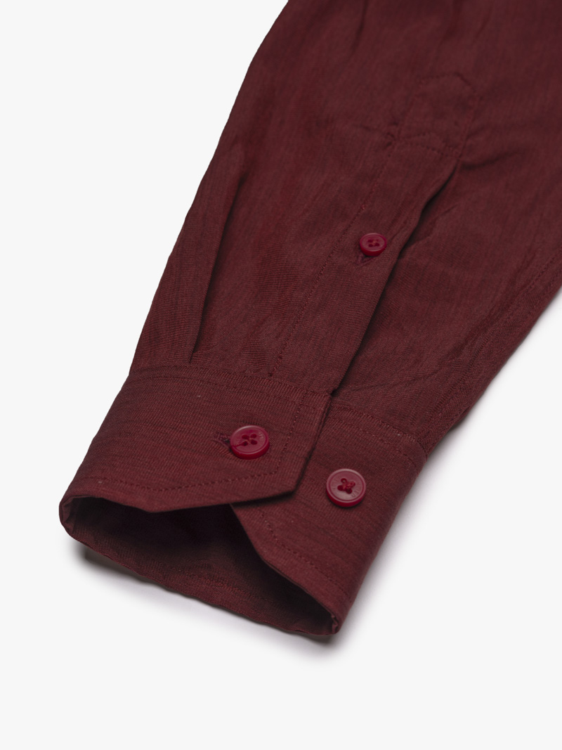 Áo Sơ Mi Tay Dài Linen Trơn Form Regular SM199 Màu Đỏ Đô