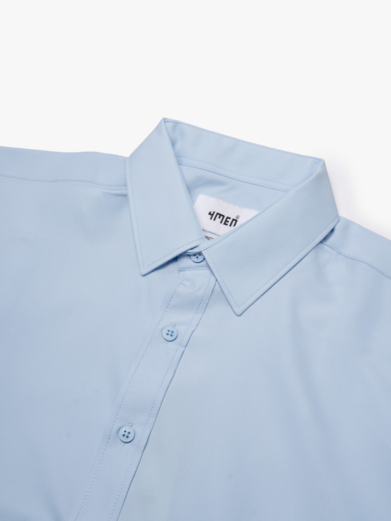 Áo Sơ Mi Tay Ngắn Trơn SM087 Màu Xanh Biển