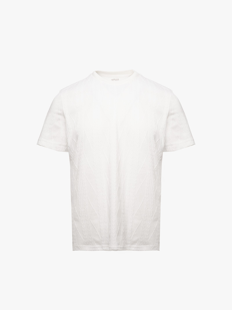 Áo Thun Dệt Kim Họa Tiết Form Slimfit AT182 Màu Trắng