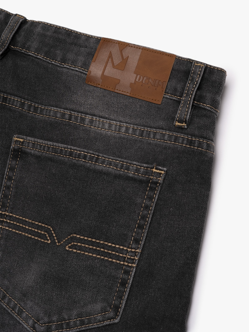 Quần Jean Rã Diễu Trang Trí Thêu 4M Form Regular QJ121 Màu Xám