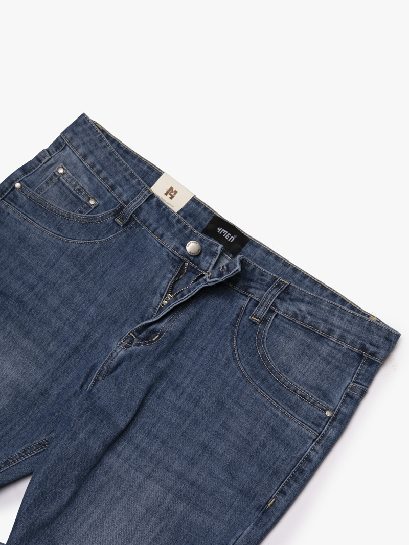 Quần Jean Thêu 4M Ở Túi Sau Form Slimfit QJ122 Màu Xanh Biển Đậm