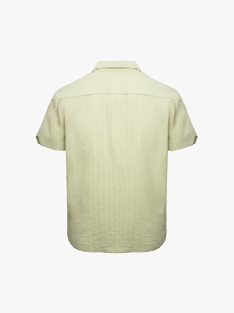 Áo Sơ Mi Cổ Cuban Thêu Đầu Ngựa Form Regular SM200 Màu Xanh